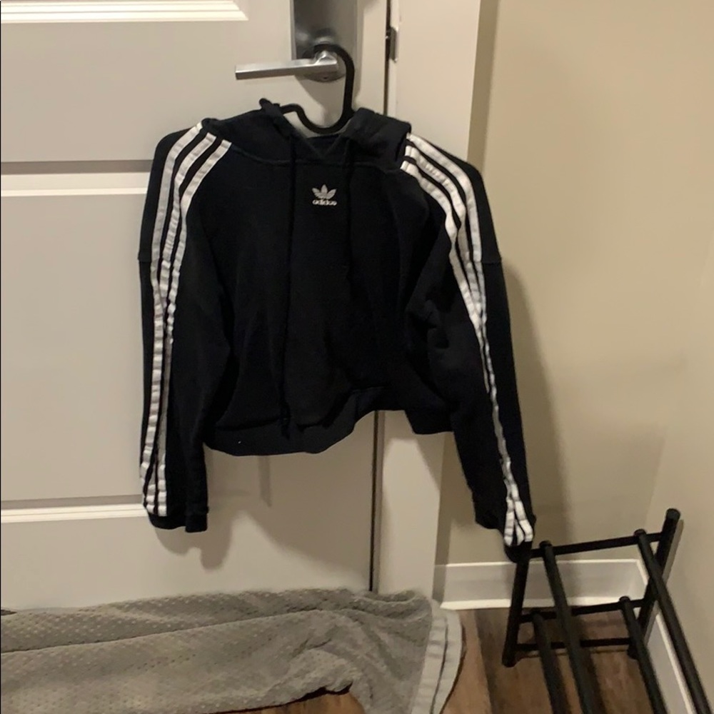 Black Adidas crop top hoodie
